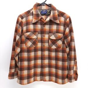 Vintage Pendleton Shirt Women's‎ XL Plaid Board Wool Shadow Loop Collar READ